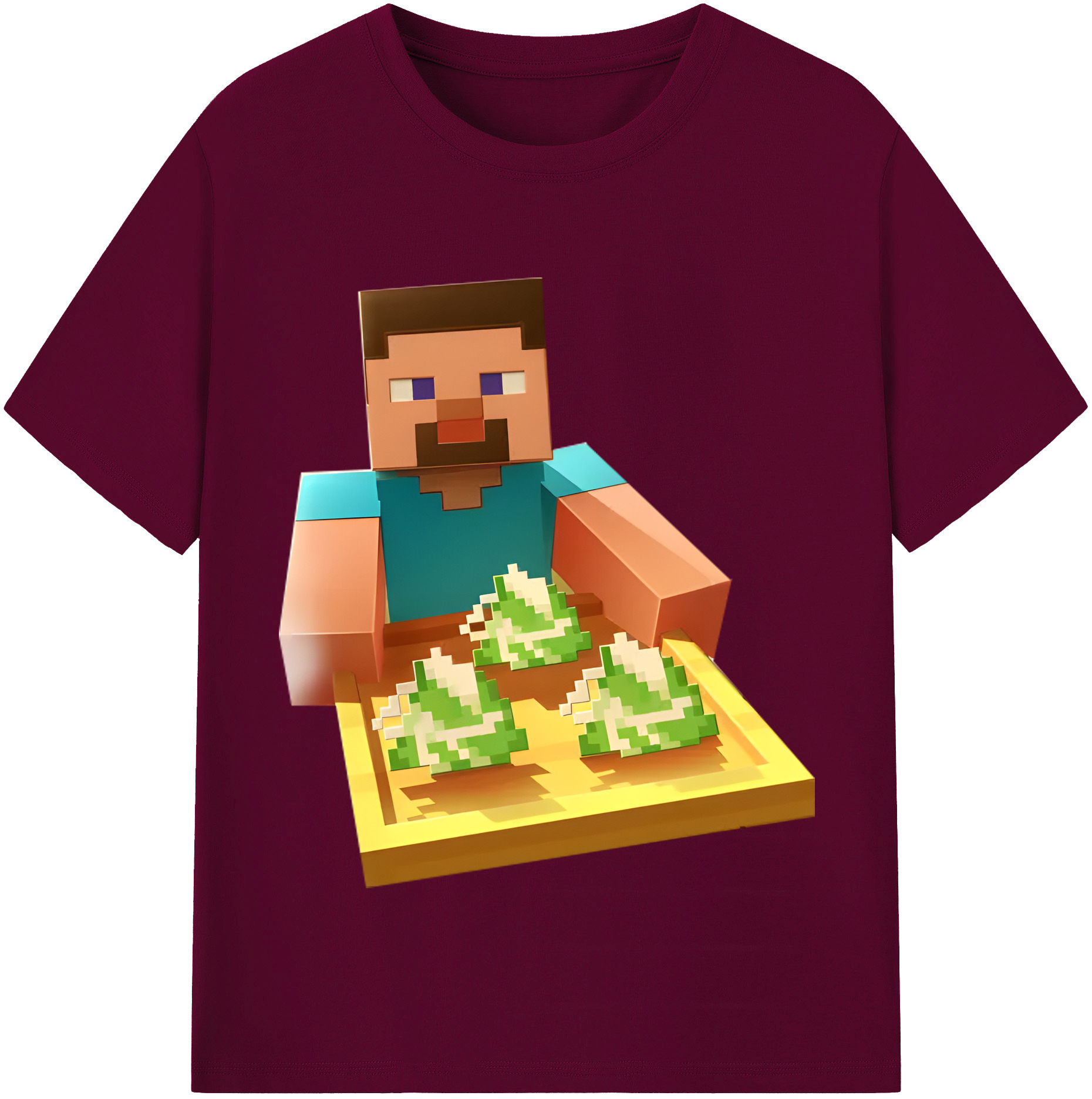 （画像用） マインクラフト ブロックの世界 Minecraft MC Block world レディースカジュアルプリントTシャツ（綿100％）